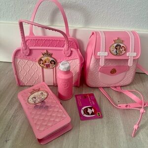 Disney Girl Pink Purse And Small Pet Carrier And Accessories